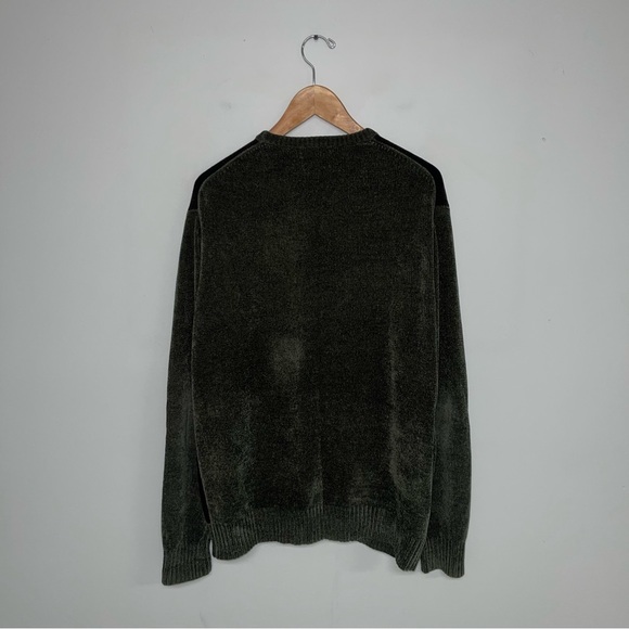 Dockers Sweater Men's Size Large Dark Green Grey Chenille Geometric Vintage - Picture 6 of 6